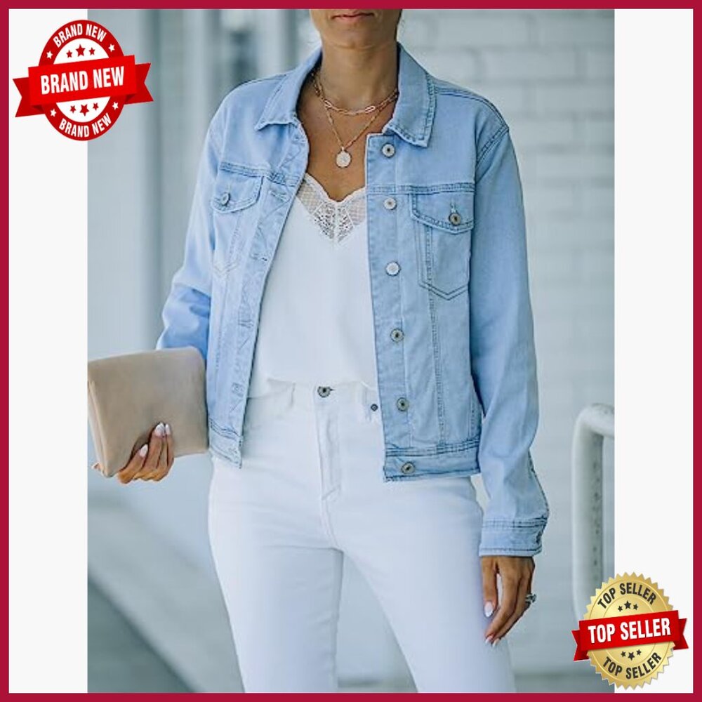 Stretch Denim Jacket Button Down Long Sleeve Fitt… - image 2